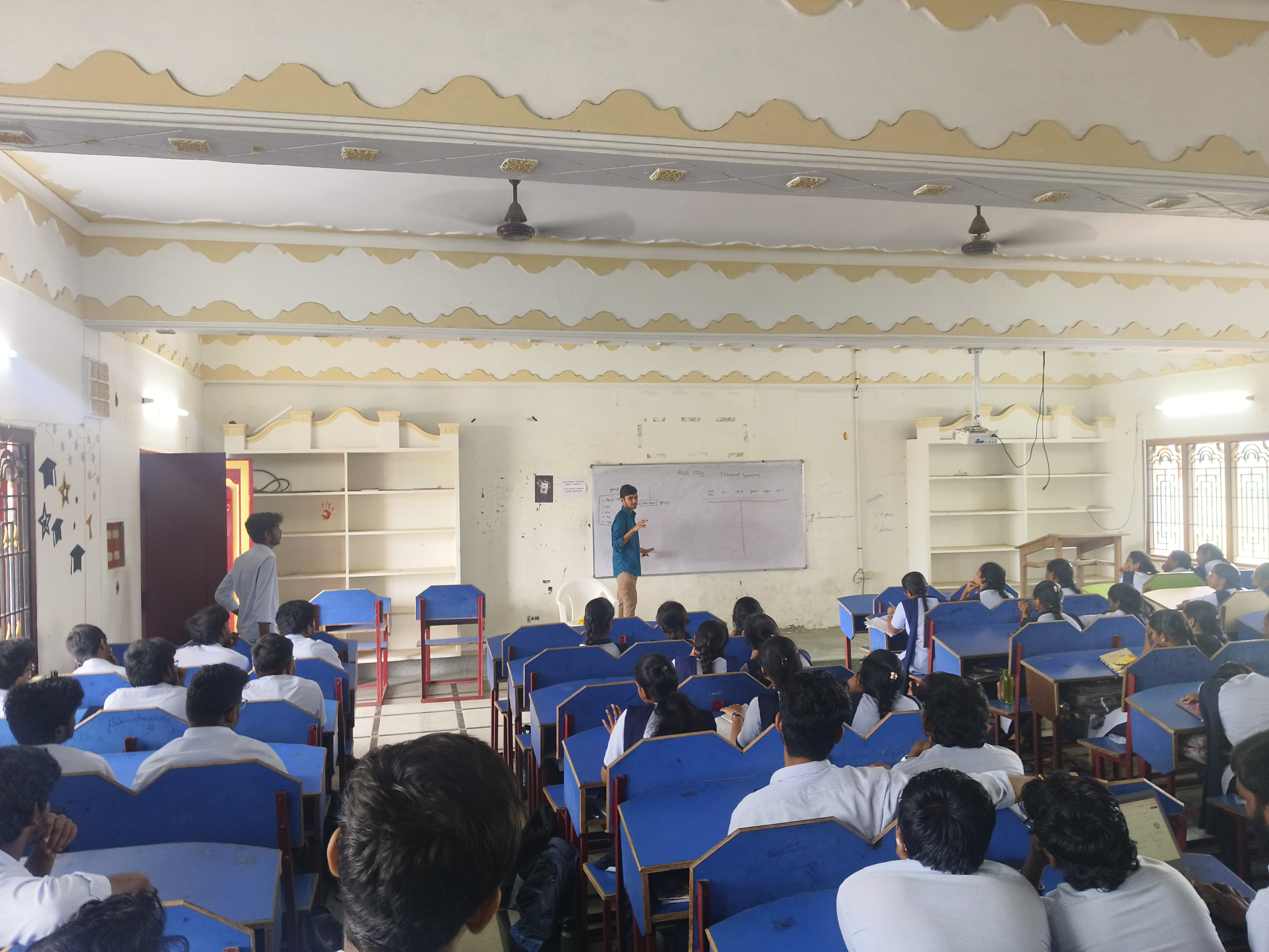 Campus outreach presentation in lecture hall